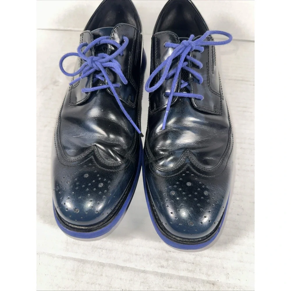 Rockport Men's Total Motion‎ Sport Wing Tip Dress Shoes 11.5M Black Blue Soles